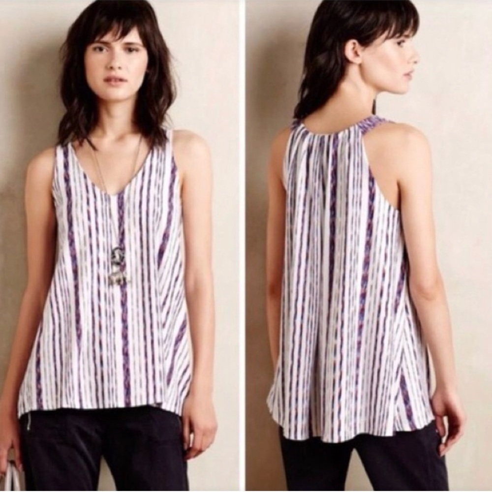 Anthropologie Sleeveless Swing Vertical Stripped Top